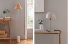 2 x Mixed Lamps. 1 x Floor Lamp With Woven Shade 50146667. 1 x Bauhaus Metal Dome Table Lamp 5014...