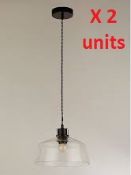 2 x Black Glass Ceiling Pendant Fittings. 50027139.