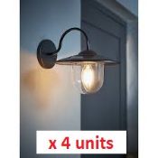 4 x Filament Solar Wall Lights. Black .