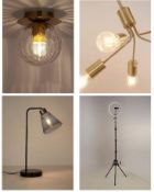 4 x Lamps. 1 x Gold & Glass Flush Ceiling Light 51224625. 1 x Gold Tone 5 Light Ceiling Fitting 5...