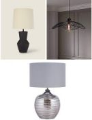 3 x Mixed Lights. 1 x Matt Black Table Lamp. 1 x Black Metal Abstract Easy Fit Shade. 1 x Chrome...