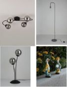 4 x Mixed Lighting. 1 x Black Glass Ceiling Fitting 50206782. 1 x Black Curved Floor Lamp 17C.Ss....