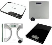4 x Salter Digital Scales. 1 x 1079WHHDR 15kg Scale. 1 x 9037As Glass Personal Scale. 1 x 9141 Wh...