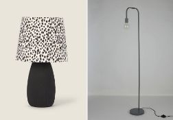 2 x Ribbed Dotty Shade Table Lamps 51126279. 1 x Floor Standing Grey Curved Lamp By ‘The Lighting...