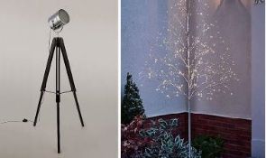 2 x Lights. 1 x Black & Chrome Spotlight Tripod Light 50184461. 1 x Silver Base Led Twinkle Light...