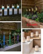 20 Outdoor / Indoor Decorative Lights. 4 x Mosaic Solar Lights 50815997. 8 x Solar Dancing Flame...