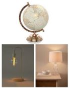 2 x Curved Battery Table Lamps 50346754. 1 x Copper Globe Lamp 050603765. 1 x Bubble Designer Gla...
