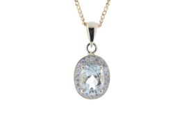 9ct Yellow Gold Diamond and Green Amethyst Pendant