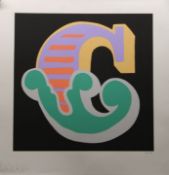 BEN EINE (born 1970)GREEN Number # 19 'C', Circus Shutter Font -Signed LTD Edition Screen Print 2015