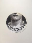 Fornasetti - 10 inch (25cm) Wall Sticker, LINA, Variazioni No 107, LINA Necklace, Black and White