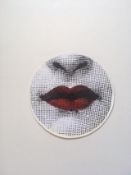Fornasetti - 10 inch (25cm) Wall Sticker, LINA, Variazioni No 20, LINA Red Hot Lips, Red, Black a...