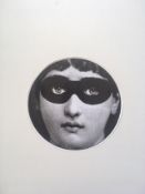 Fornasetti - 10 inch (25cm) Wall Sticker, LINA, Variazioni No 22, LINA Masked, Black and White