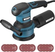 Wesco Orbital Sander, 400 W Random Orbital Sander 12000 RPM with 12 Pieces of Sandpaper