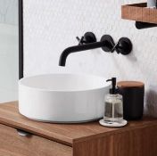 Brand New Boxed Noir Matt Black 3 Hole Wall Mounted Basin Mixer Tap - Matt Black RRP £375 **No VA...