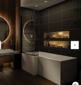 Brand New Bathstore Lena Left Hand Shower Bath with Screen - 1700 x 850mm RRP £480 **No Vat**