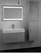 Brand New Boxed Bathstore Mino 500mm Basin & Wall Mounted Vanity Unit - Concrete RRP £220 **No VA...