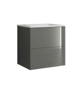 Brand New Boxed House Beautiful Gloss Grey 600mm Wall Mounted Vanity with Basin RRP £400 **No VAT...