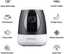 Wi-fi IP Camera, Bosma Pan 360° & 138° Wide Angle, smart Home Security