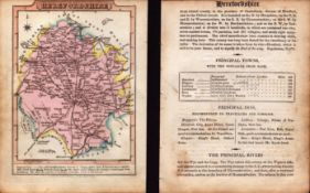 Herefordshire Engraved Hand Coloured George IV. Map & Text.