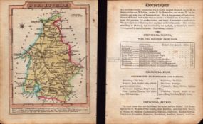 Dorsetshire Engraved Hand Coloured George IV Antique Map & Text.