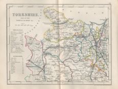 Yorkshire Part of The North Riding 1850 Antique Steel Engraved Map.