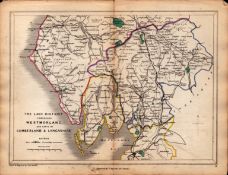 Antique Railway Map of The Lake District Drawn & Engraved by John Emslie.