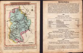 Bedfordshire Engraved Hand Coloured George IV Map & Text.