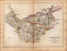 Antique Railway Map of Cheshire Drawn & Engraved by John Emslie.
