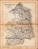 Antique Railway Map of Northumberland Drawn & Engraved by John Emslie.
