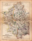 Middlesex, Herts, Bucks, Coloured Railway Map of Drawn & Engraved by John Emslie.