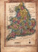 England & Wales Engraved Hand Coloured George IV. Antique Map.