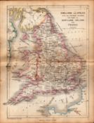 Antique Railway Map of Eng Wales Ireland France Drawn & Engraved by John Emslie.