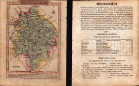 Warwickshire Engraved Hand Coloured George IV Map & Text.