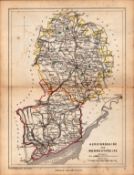 Antique Railway Map of Herefordshire Drawn & Engraved by John Emslie.