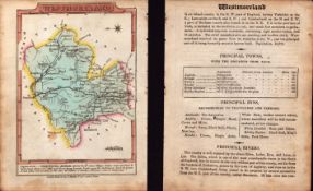 Westmorland Engraved Hand Coloured George IV. Map & Text.