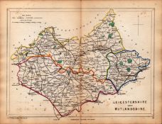 Antique Railway Map of Leicestershire Drawn & Engraved by John Emslie.