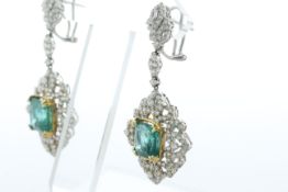 18ct White Gold Emerald Cluster Diamond And Emerald Earrings (E7.52) 3.01 Carats