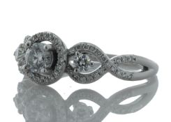 18ct White Gold Single Stone Fancy Claw Set Diamond Ring (0.28) 0.57 Carats