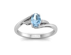 9ct White Gold Fancy Cluster Diamond Blue Topaz Ring (BT0.58) 0.10 Carats