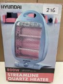 Hyundai 800w streamline quartz heater. RRP £30 - GRADE U