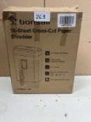 Bonsaii 10 sheet cross cut paper shredder. RRP £60 - GRADE U