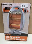 Hyundai 800w streamline quartz heater. RRP £30 - GRADE U