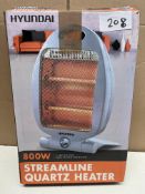Hyundai 800w streamline quartz heater. RRP £30 - GRADE U