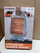 Hyundai 800w streamline quartz heater. RRP £30 - GRADE U