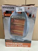 Hyundai 800w streamline quartz heater. RRP £30 - GRADE U