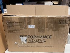 Performance health overbed table with castors and ratchet handle. RRP £100 - GRADE U