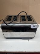 Silver 4 slice toaster. RRP £20 - GRADE U
