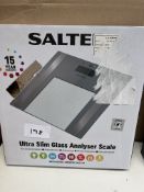 Salter Ultra slim glass scales. RRP £30 - GRADE U