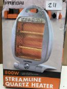 Hyundai 800w streamline quartz heater. RRP £30 - GRADE U