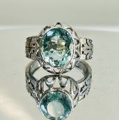 Beautiful Natural Flawless 4.58 CT Aquamarine Ring With Diamonds and 18k Gold